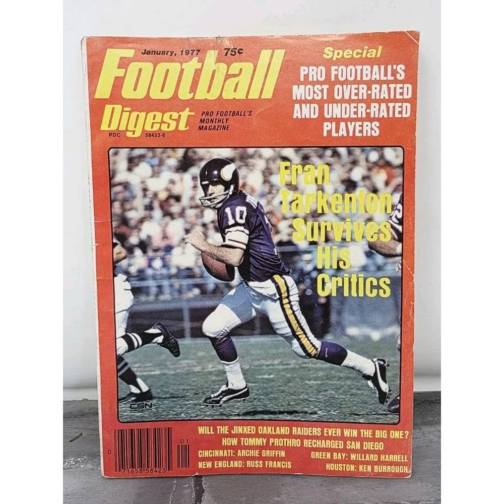 NFL Football 1974 Readers Digest Fran Tarkenton Minnesota Vikings Vintage‎